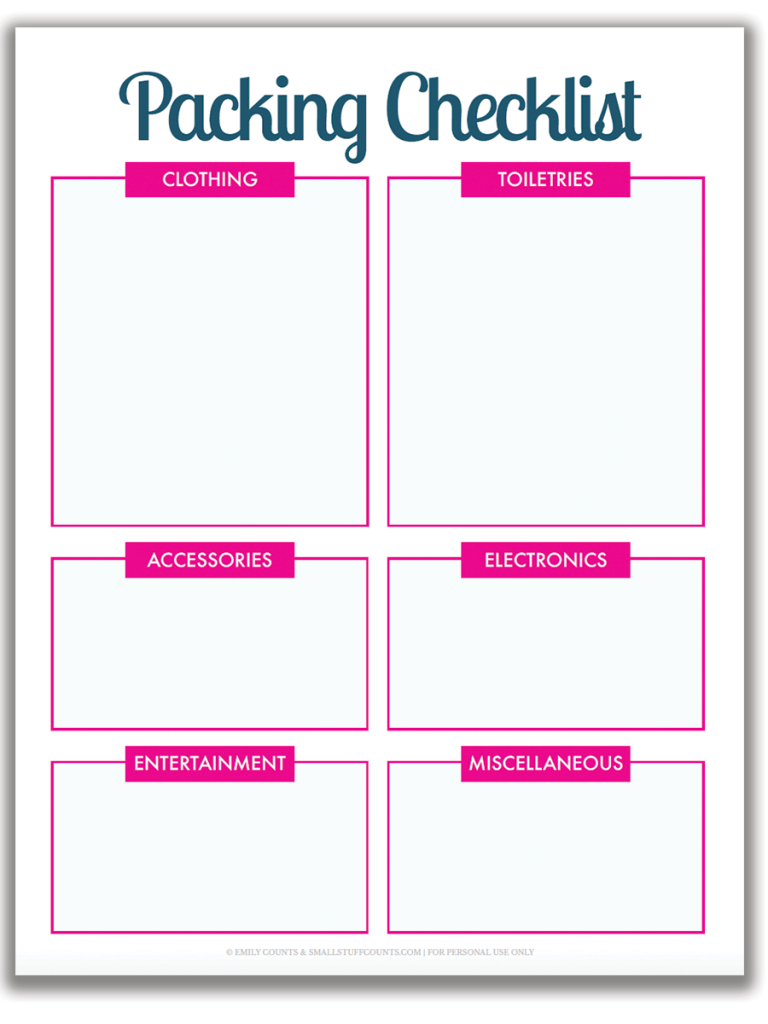 Organized Travel: A Free Printable Packing List For Your For Blank Packing List Template