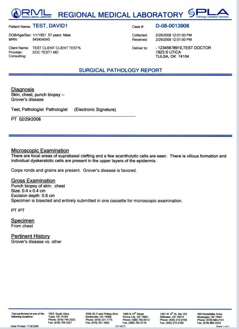 Pathology Report Examples | Regional Medical Laboratory Intended For Medical Report Template Doc