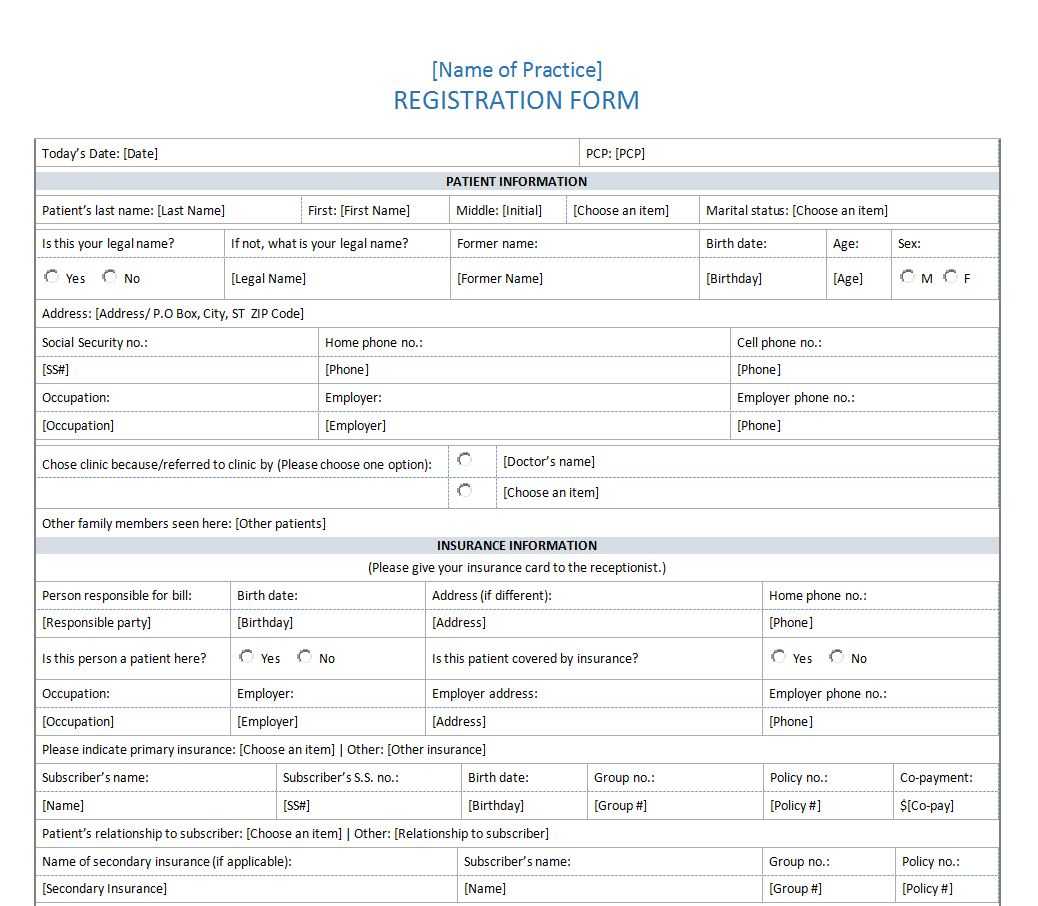 Patient Registration Form | Patient History Form Within Registration Form Template Word Free
