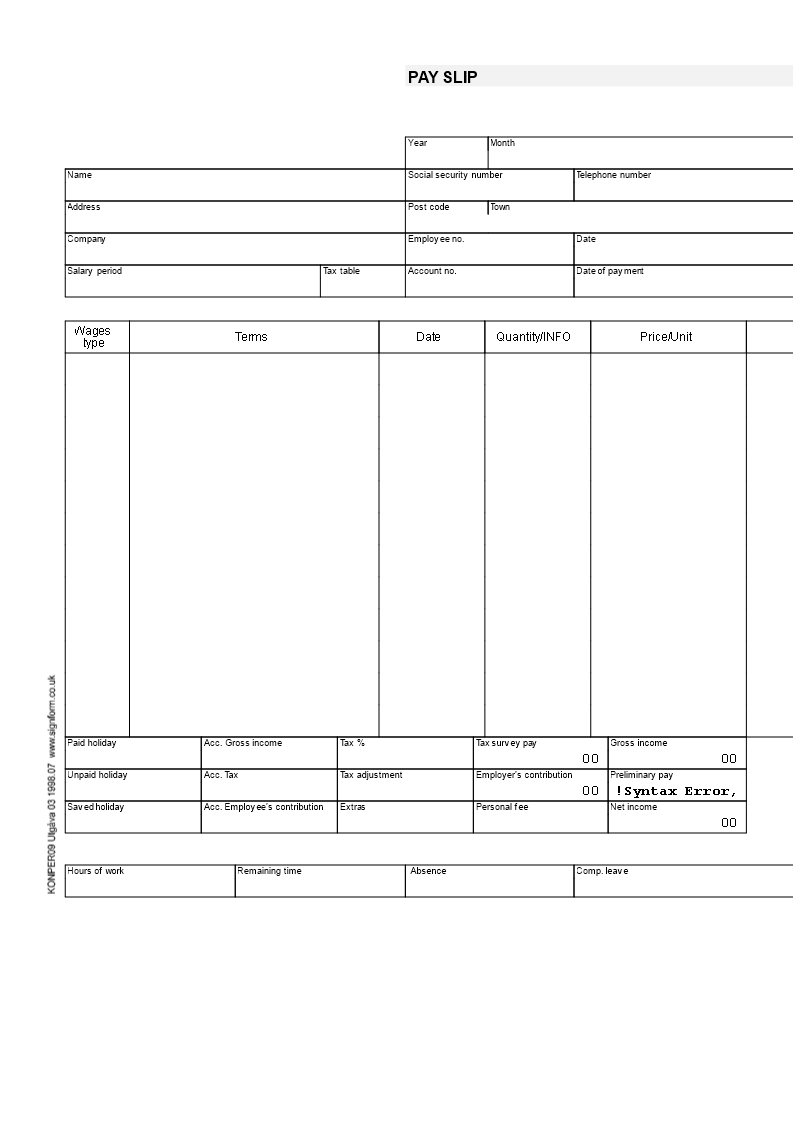 Payslip Template | Templates At Allbusinesstemplates For Blank Payslip Template