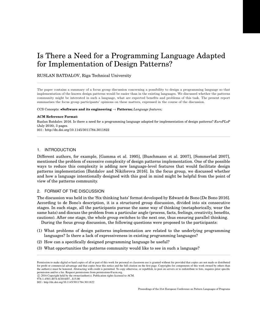 Pdf) Is There A Need For A Programming Language Adapted For Throughout Focus Group Discussion Report Template