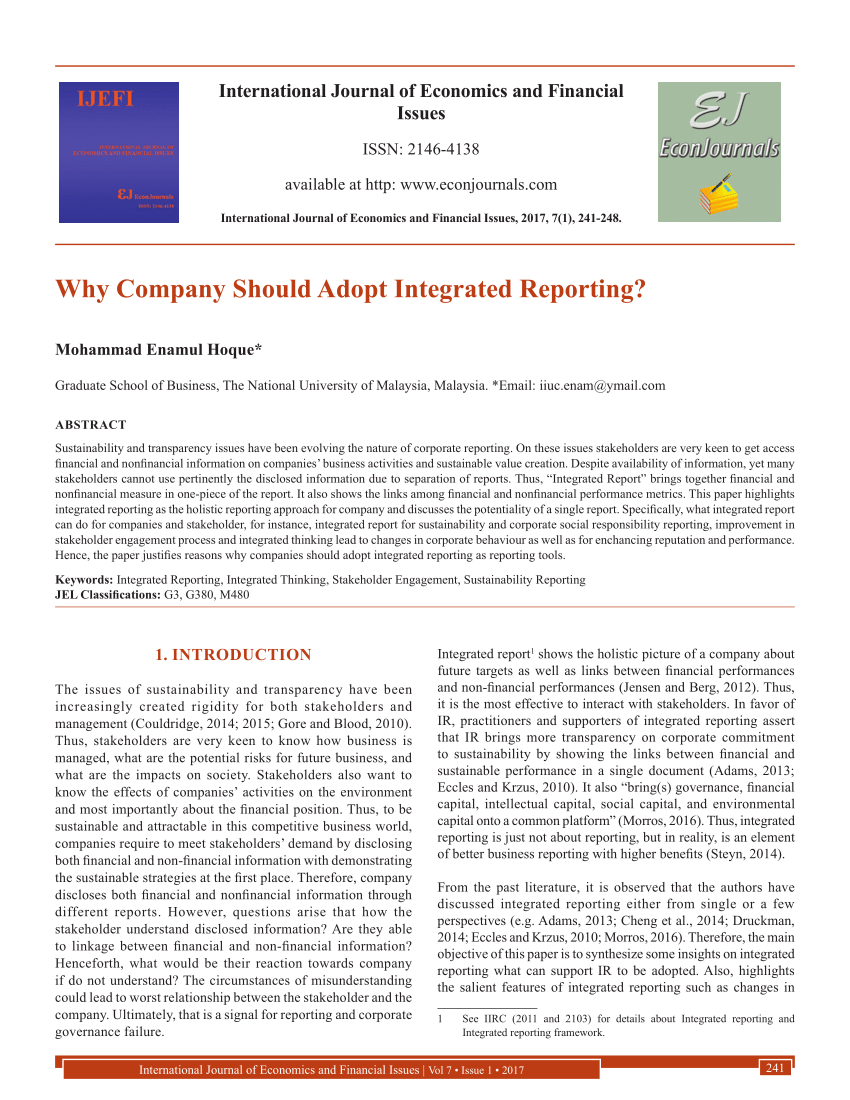 Pdf) Why Company Should Adopt Integrated Reporting? Throughout Ir Report Template