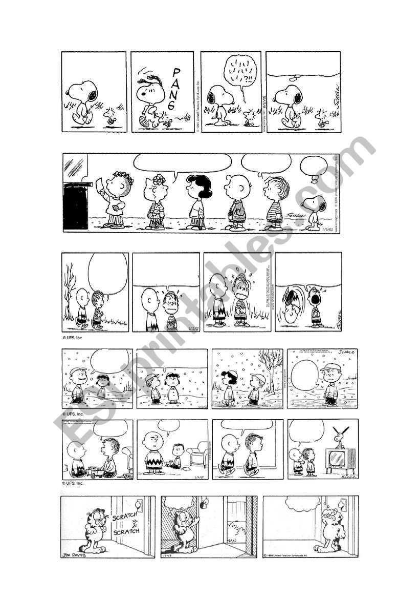 Peanuts & Garfield Blank Comic Strips 1/5 – Esl Worksheet With Printable Blank Comic Strip Template For Kids