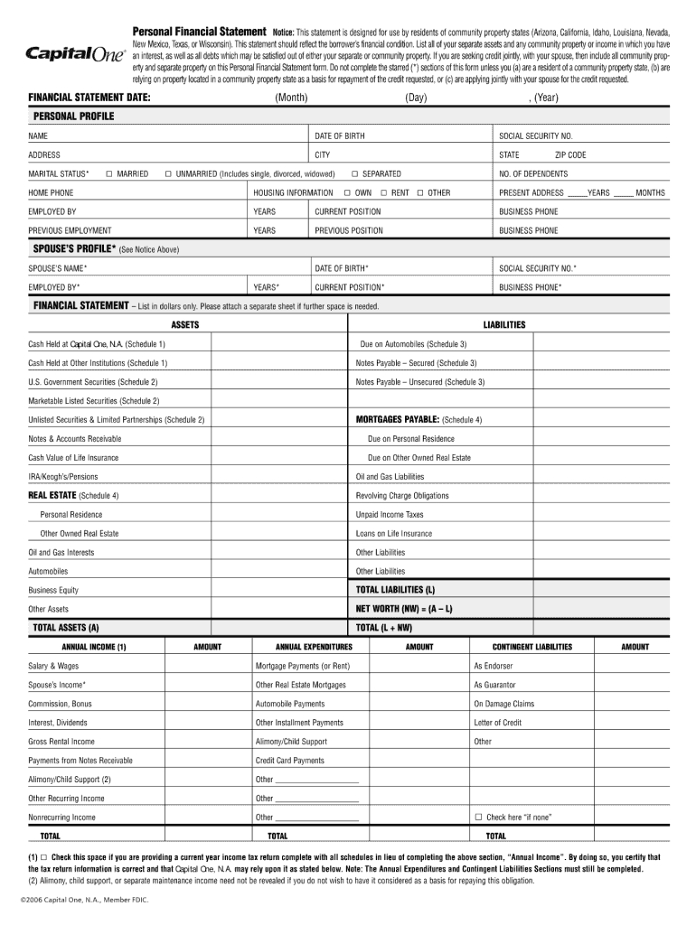 Personal Financial Statement Template – Fill Out And Sign Printable Pdf  Template | Signnow In Blank Personal Financial Statement Template