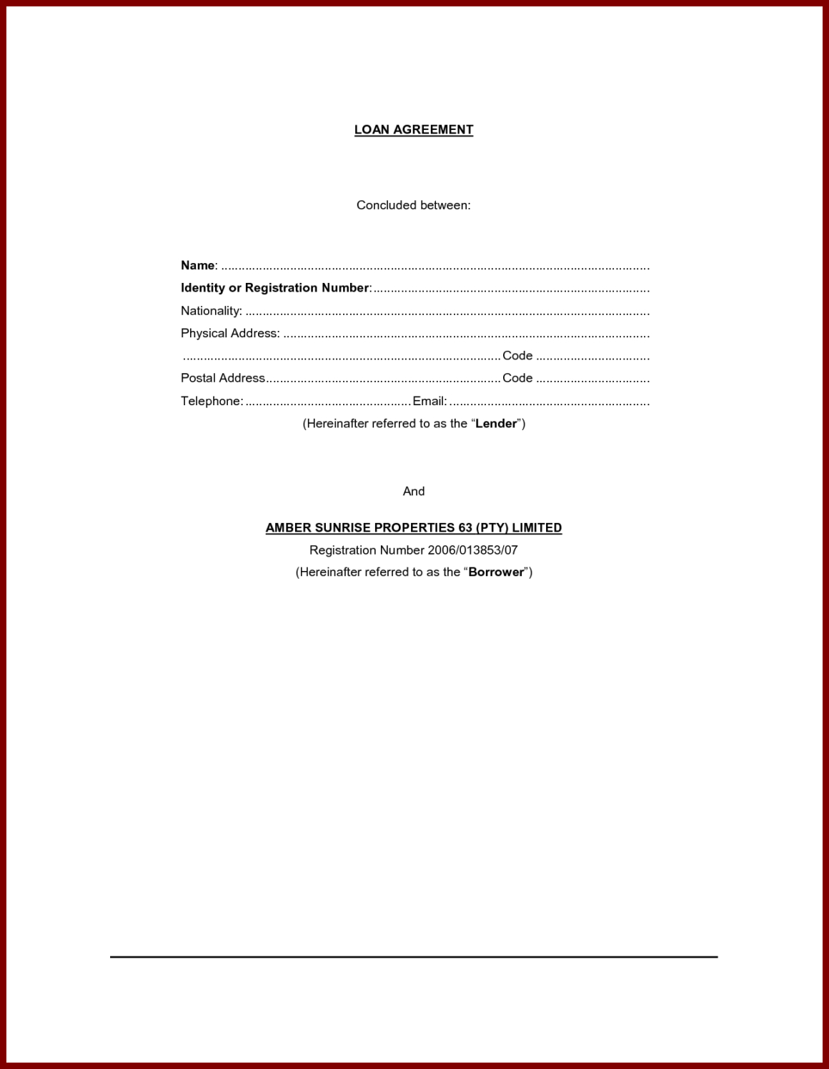 Personal Loan Contract Or Agreement Form Sample : Vientazona Intended For Blank Loan Agreement Template