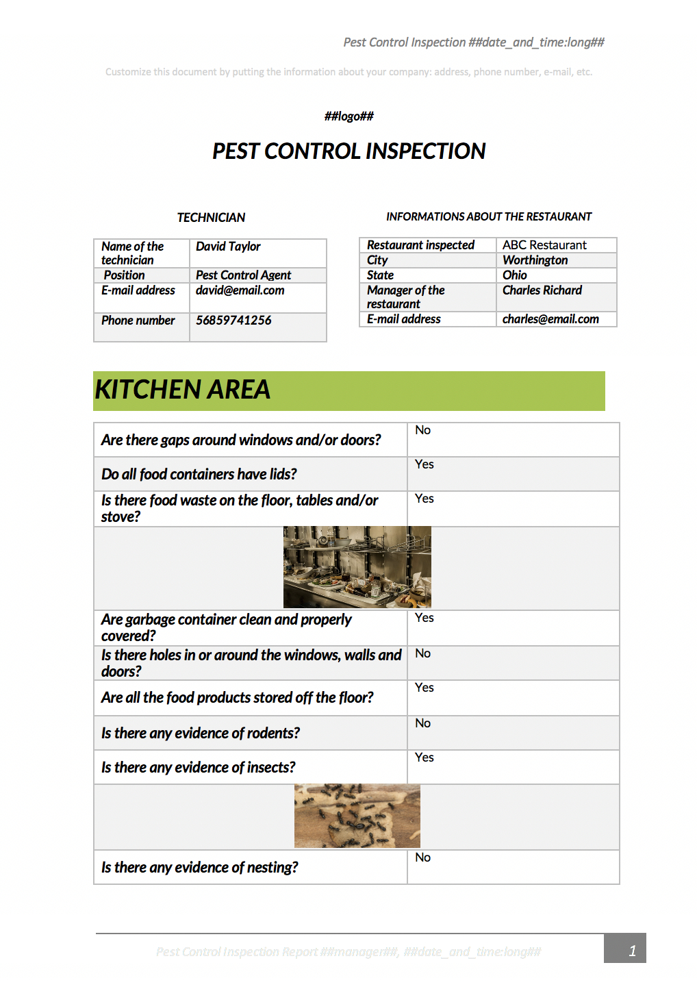 Pest Control Inspection With Kizeo Forms From Your Cellphone In Pest Control Inspection Report Template