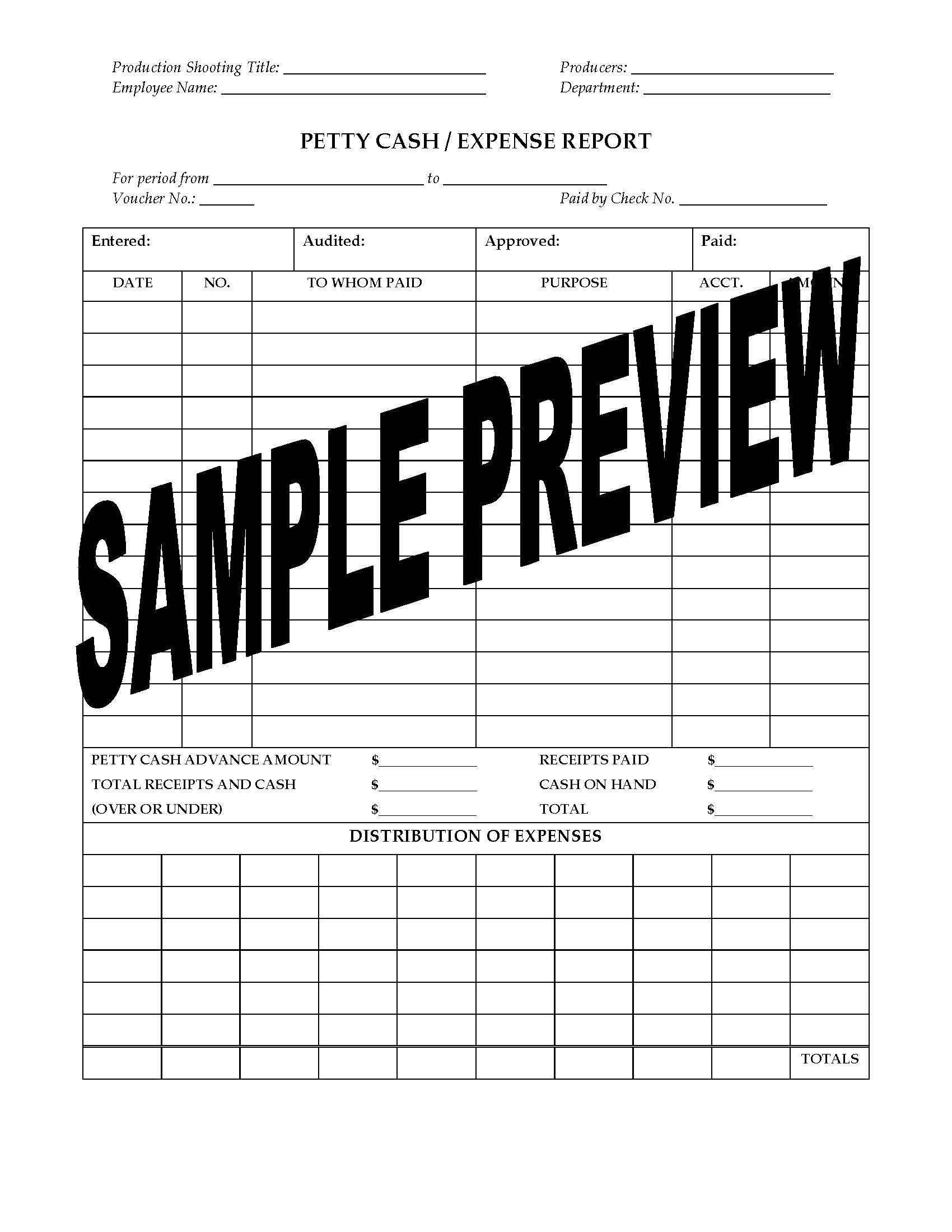 Petty Cash Expense Report For Film Or Tv Production Pertaining To Petty Cash Expense Report Template