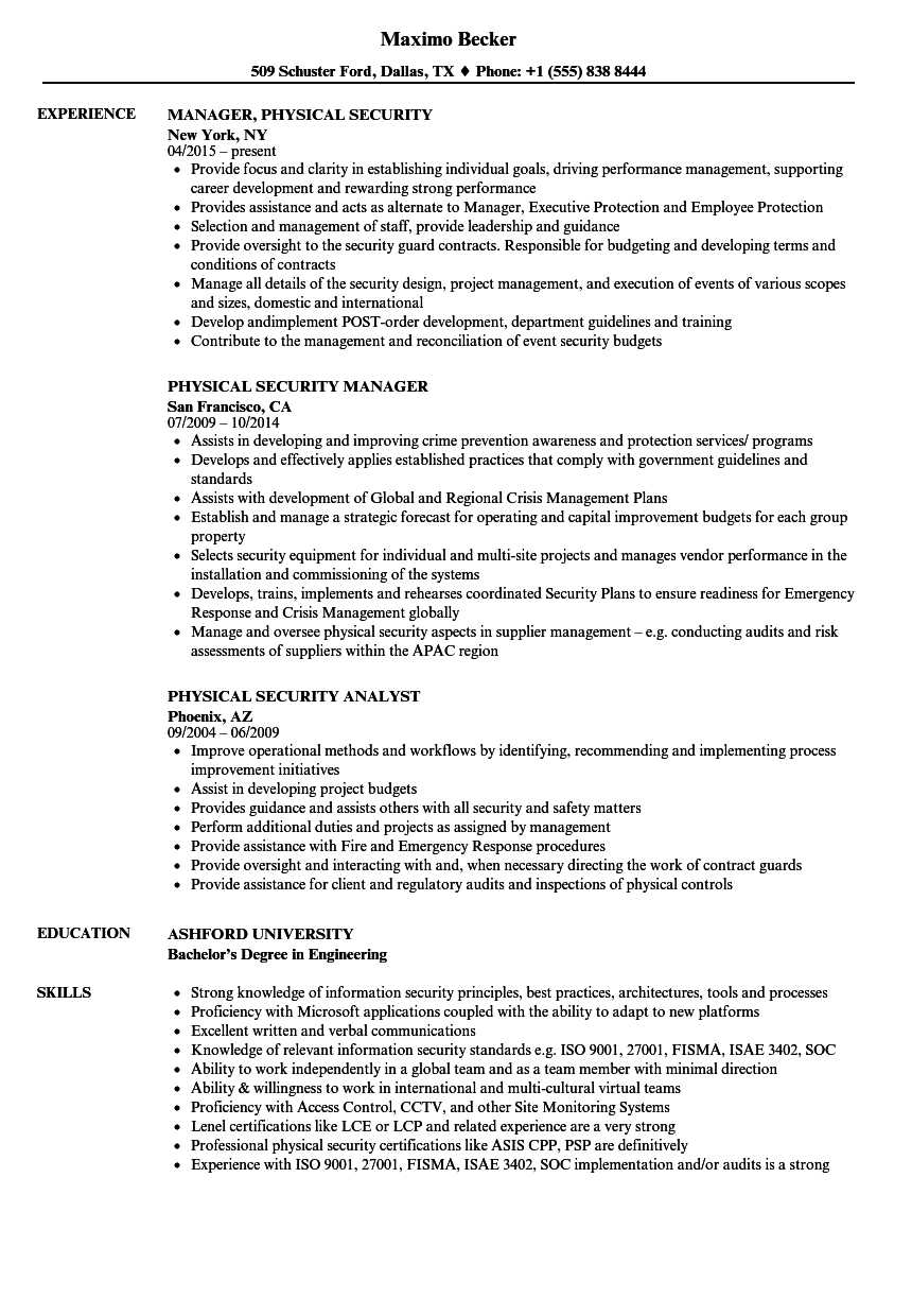 Physical Security Resume Samples | Velvet Jobs With Regard To Physical Security Report Template