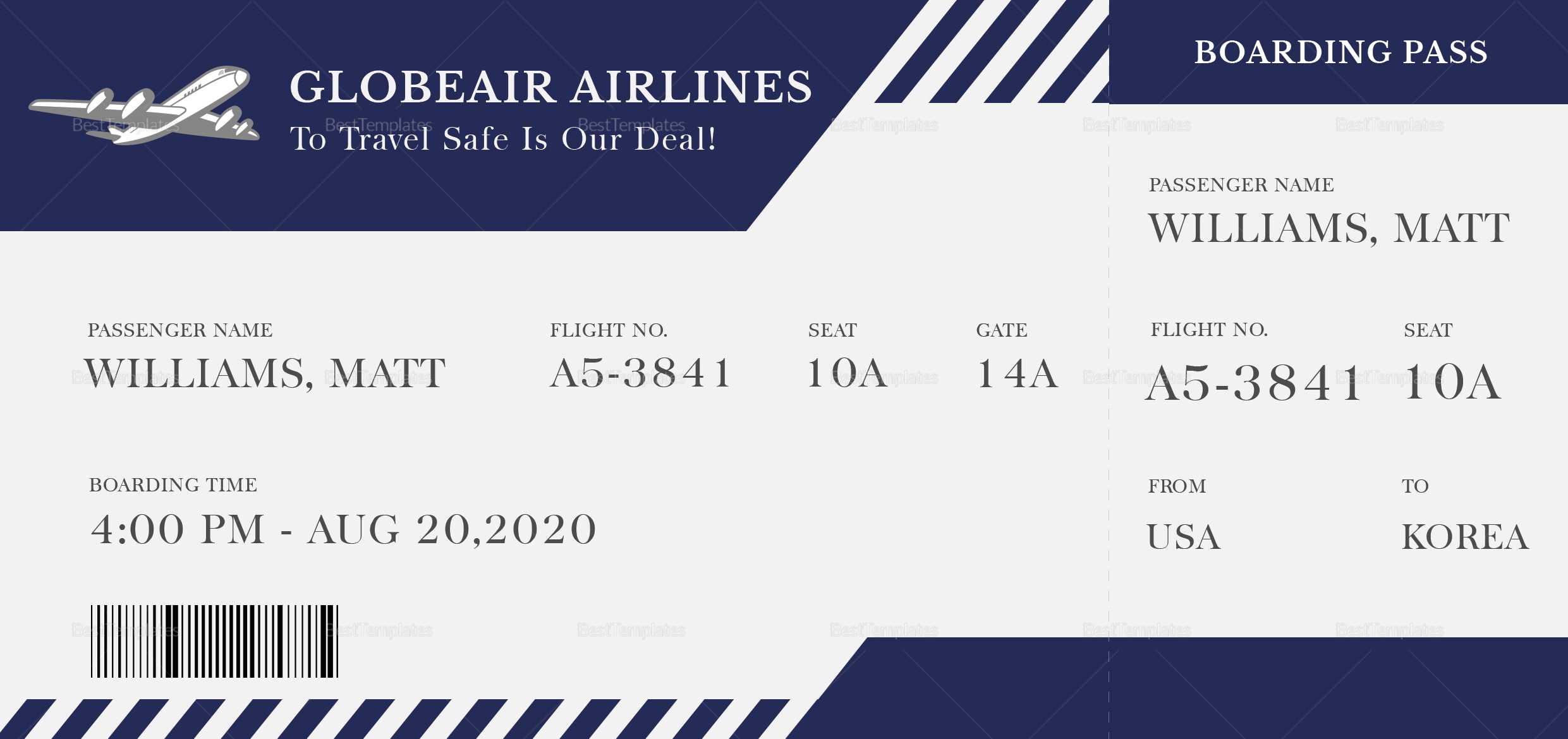 Plane Ticket Template - Calep.midnightpig.co Throughout Plane Ticket Template Word