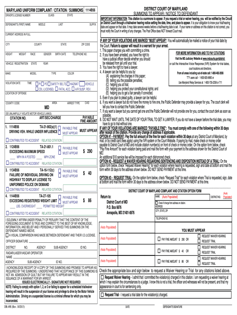 Police Citation Template – Fill Online, Printable, Fillable Pertaining To Blank Speeding Ticket Template