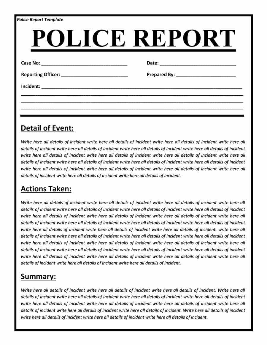 Police Report Example – Calep.midnightpig.co Intended For Crime Scene Report Template