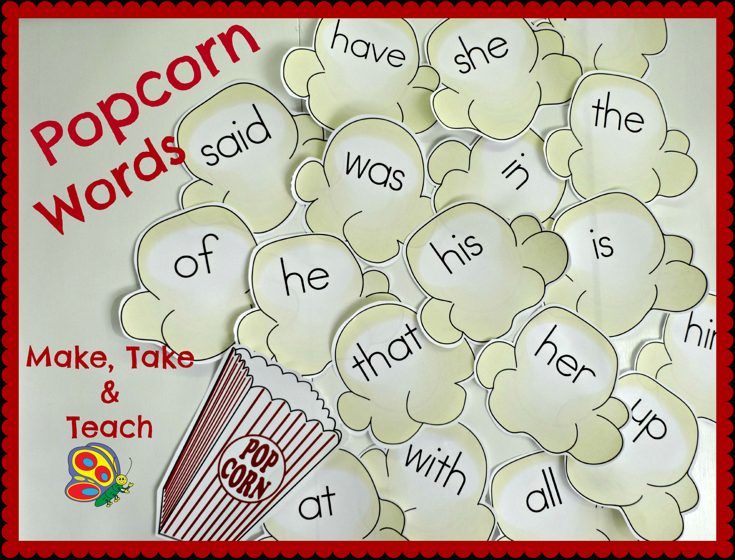 Popcorn Words – Make Take & Teach Regarding Bulletin Board Template Word