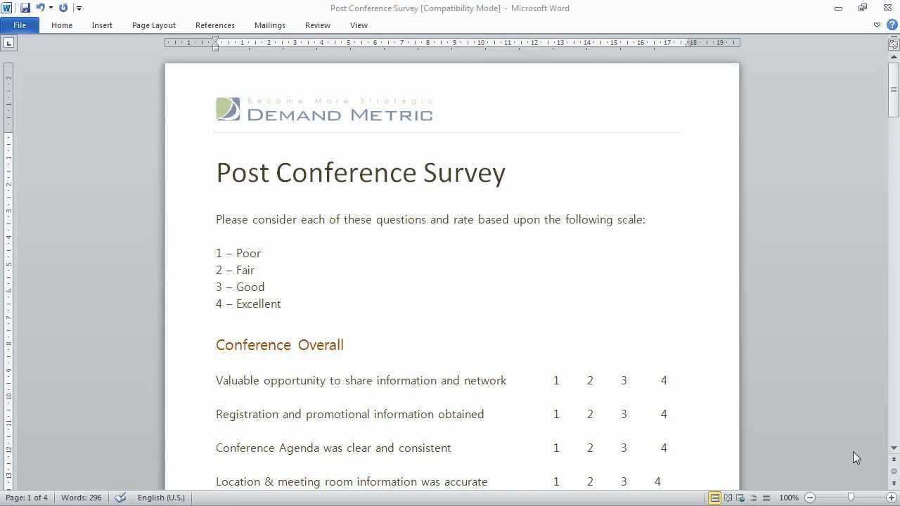 Post Conference Survey Template Regarding Event Survey Template Word