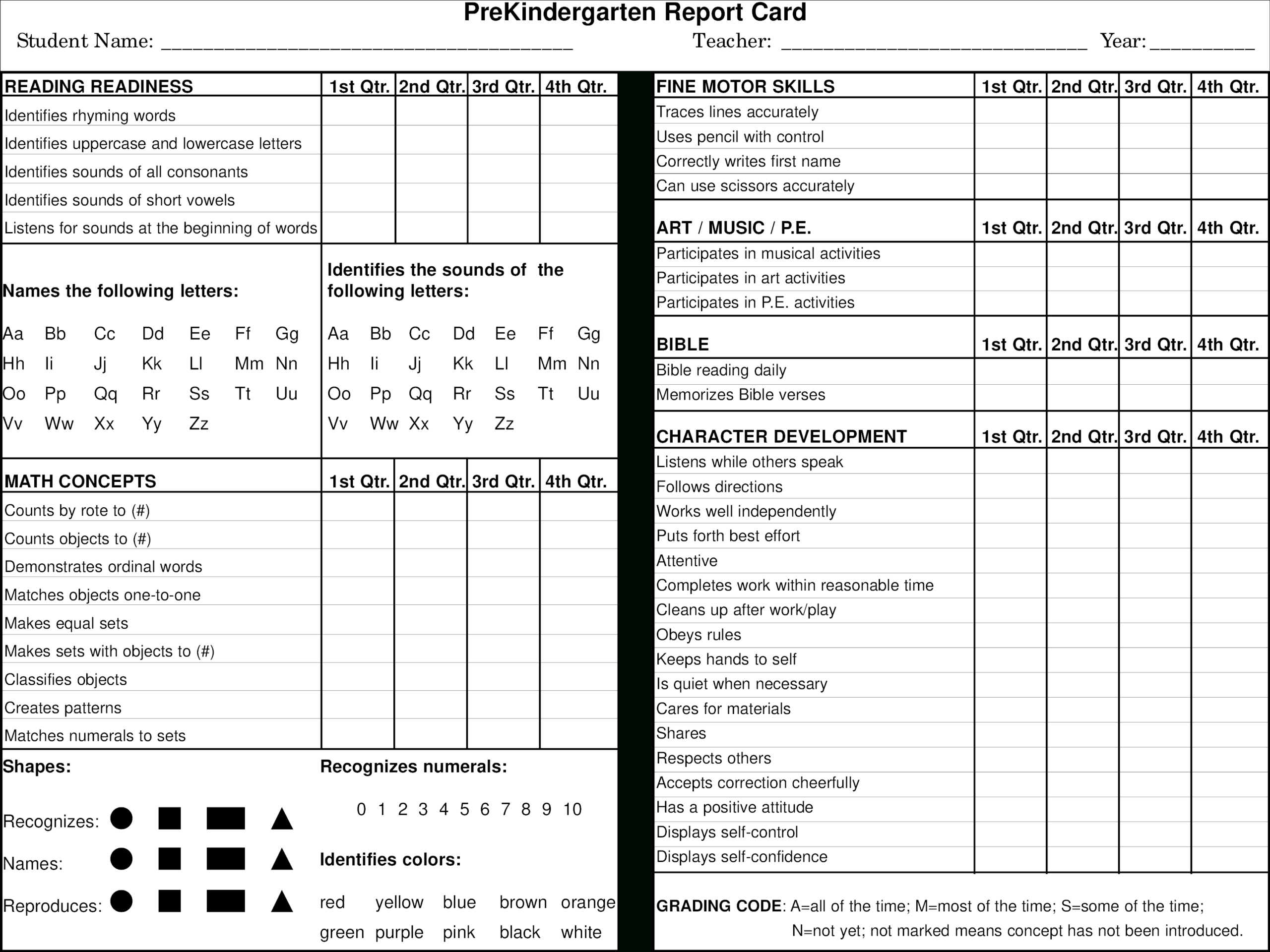 Preschool Report Card Main Image – Preschool Progress Report With Regard To Character Report Card Template