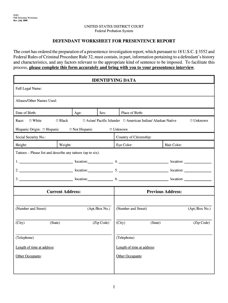 Presentence Investigation - Fill Out And Sign Printable Pdf Template |  Signnow Regarding Presentence Investigation Report Template