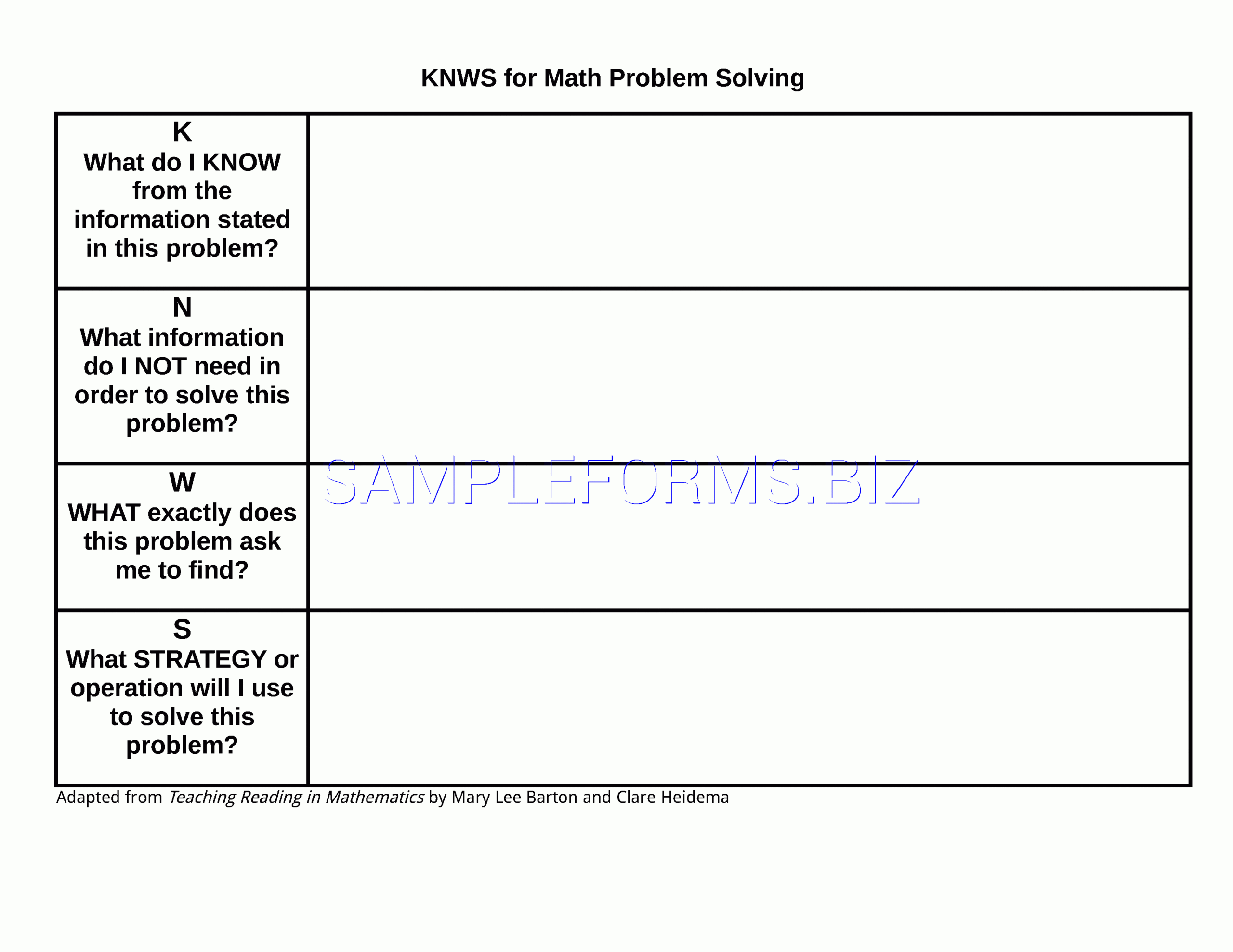 Preview Pdf Kwl Chart For Math Problem Solving, 1 Within Kwl Chart Template Word Document
