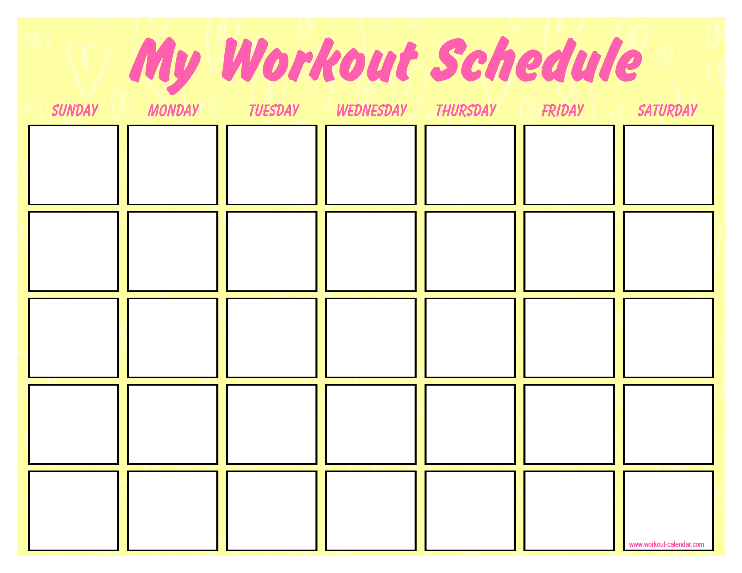 Printable Blank Workout Schedule | Templates At Intended For Blank Workout Schedule Template