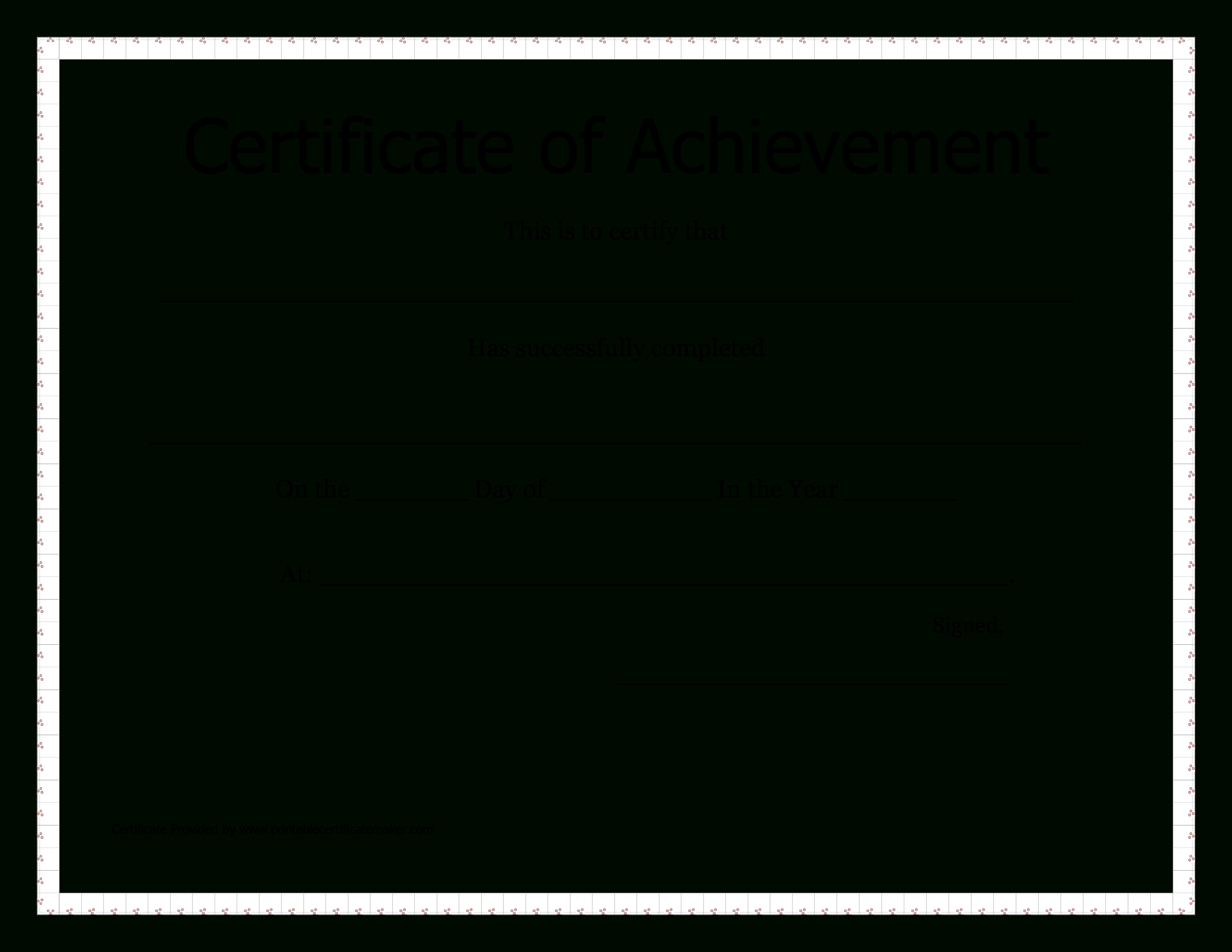 Printable Certificate Of Achievement | Templates At With Regard To Blank Certificate Of Achievement Template