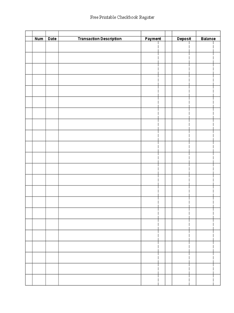 Printable Check Register Unique Checkbook Register Template In Print Check Template Word