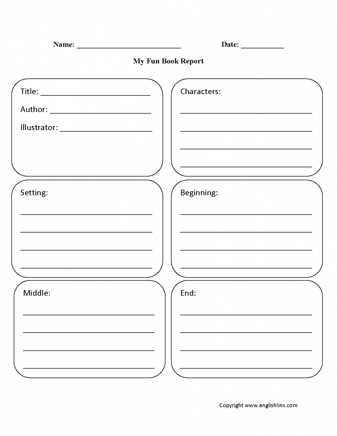 Printable Englishlinx Book Report Worksheets Book Report With Regard To Story Report Template