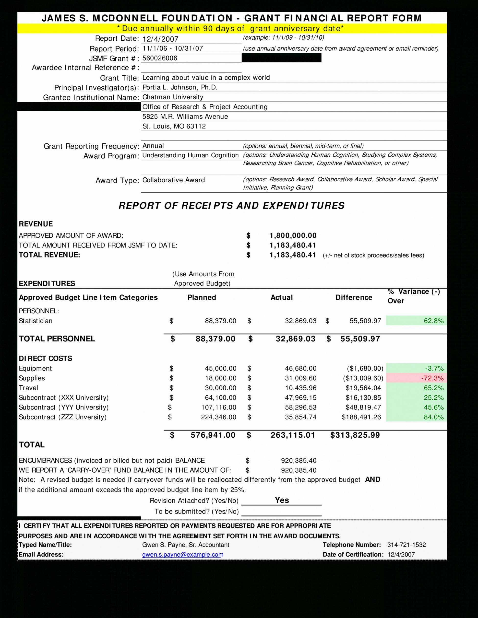 Printable Grant Financial Report Template Best Of Regarding Fundraising Report Template