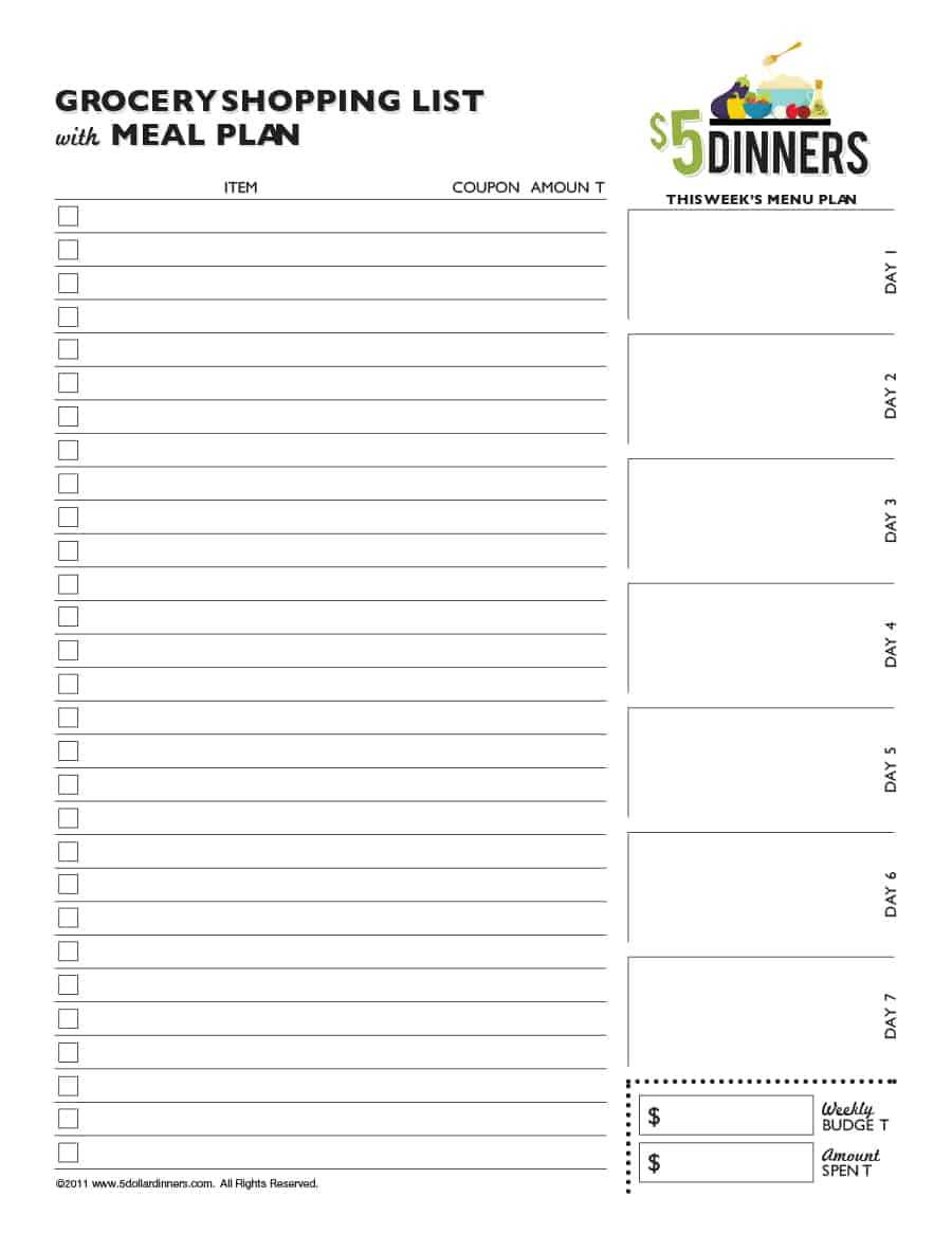 Printable Grocery Lists Template | Printablepedia Inside Blank Checklist Template Word