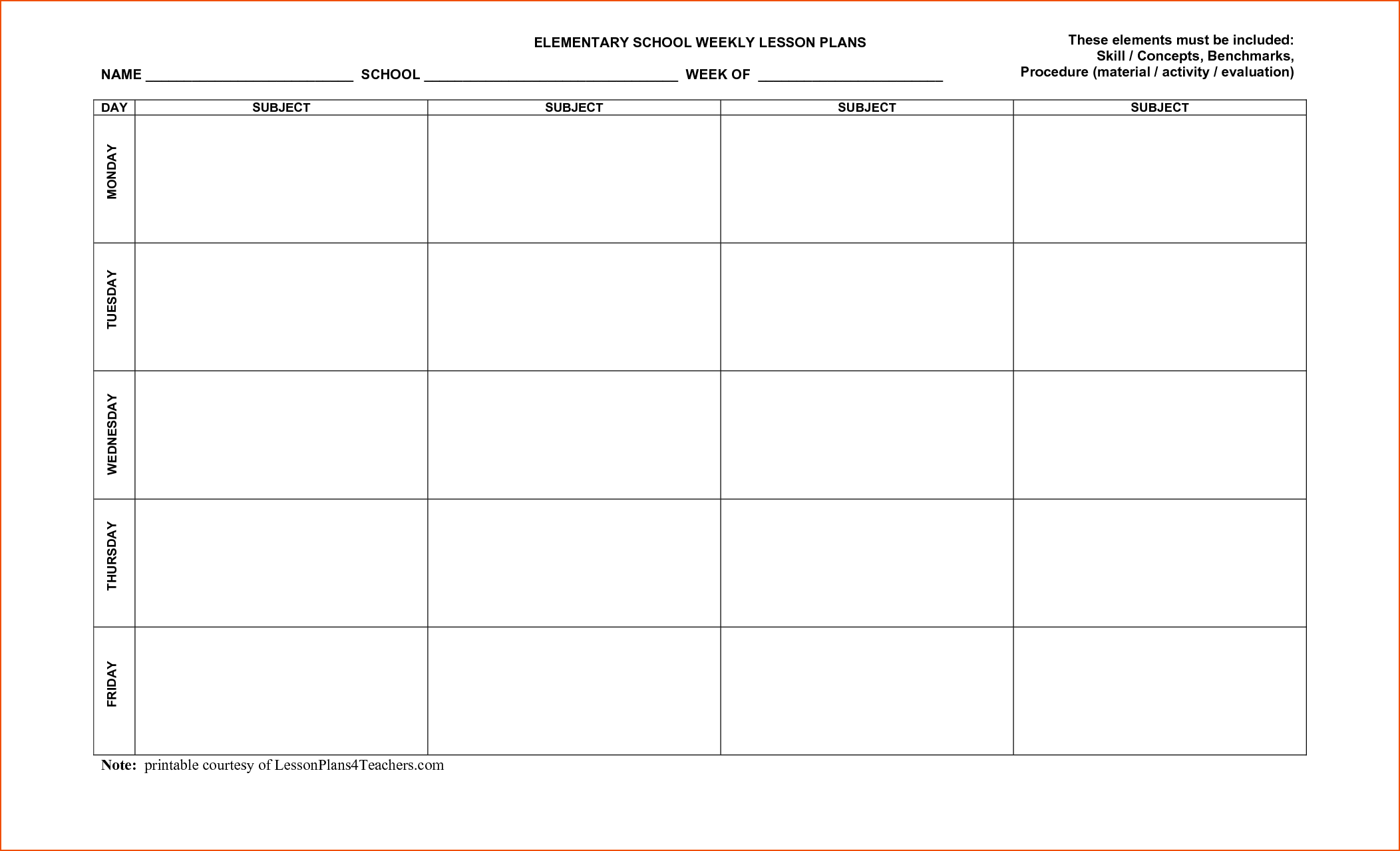 Printable Lesson Plan Pages - Dalep.midnightpig.co Intended For Teacher Plan Book Template Word