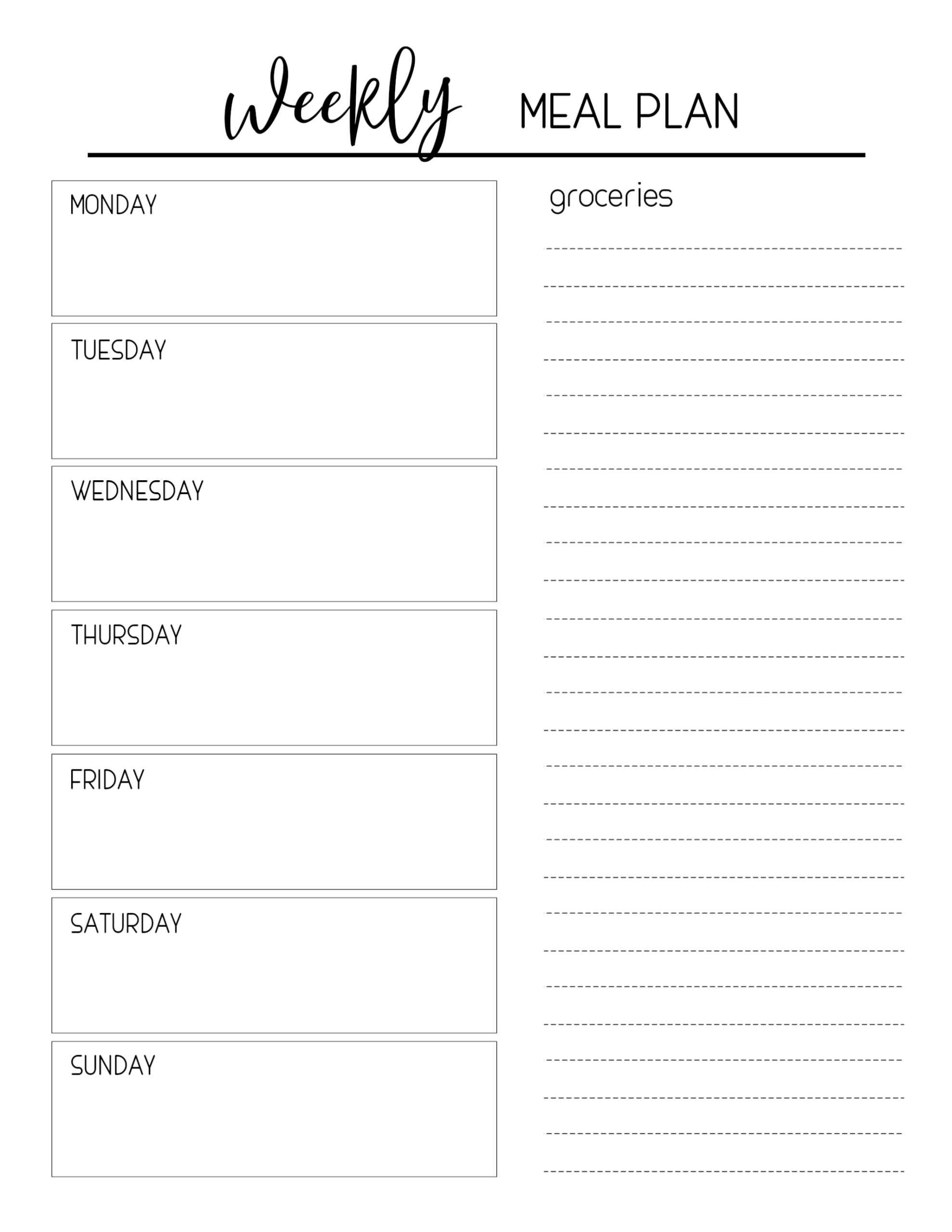 Printable Meal Planning Template – Paper Trail Design Within Blank Meal Plan Template