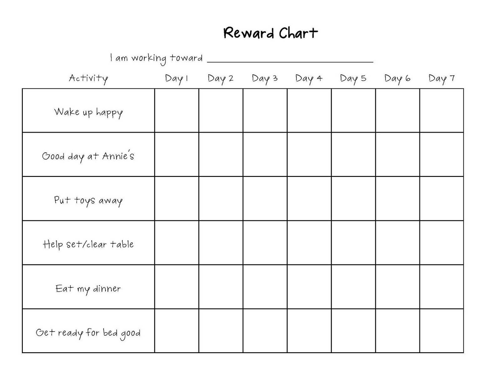 Printable Reward Charts - Calep.midnightpig.co With Blank Reward Chart Template