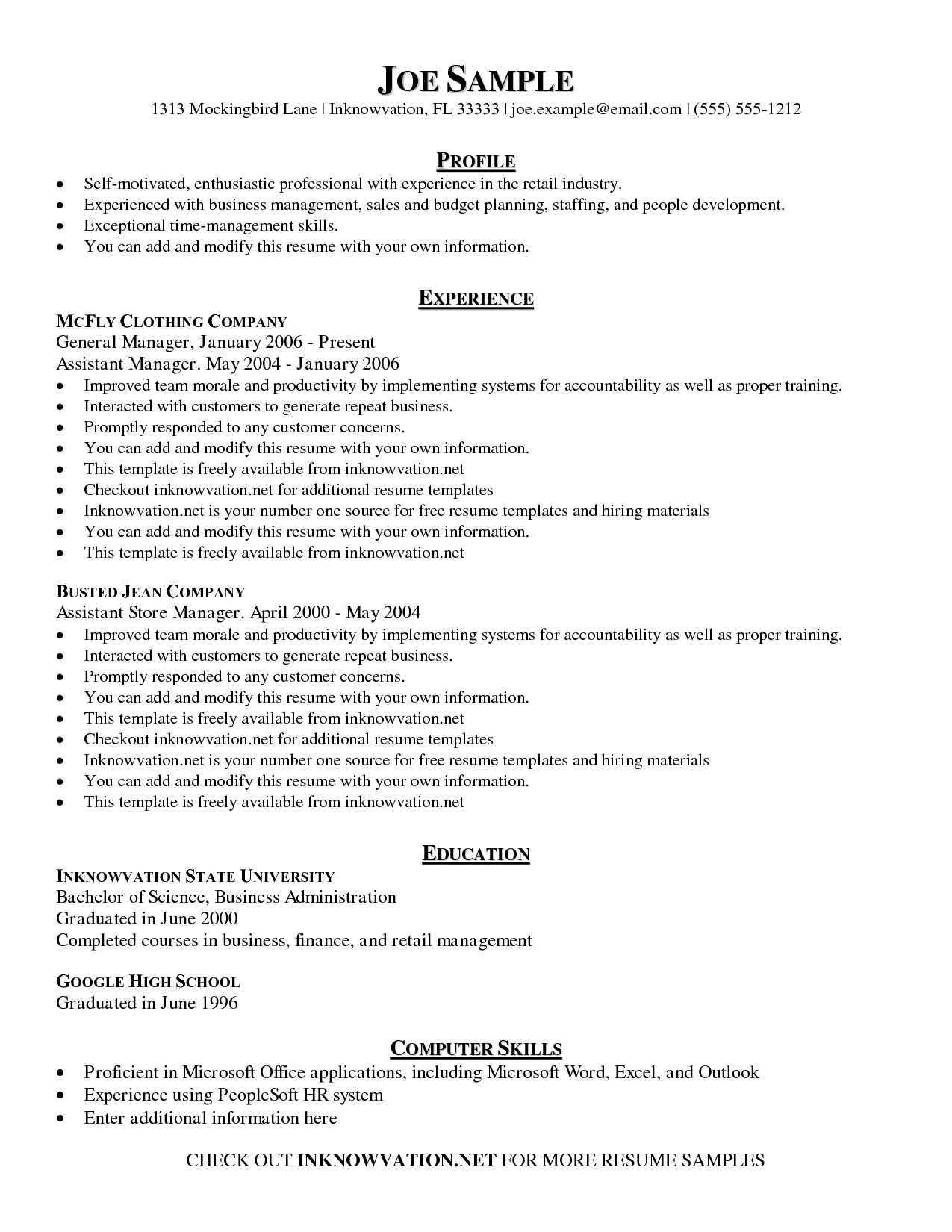 Printable Sample Resume | Room Surf Intended For Free Printable Resume Templates Microsoft Word