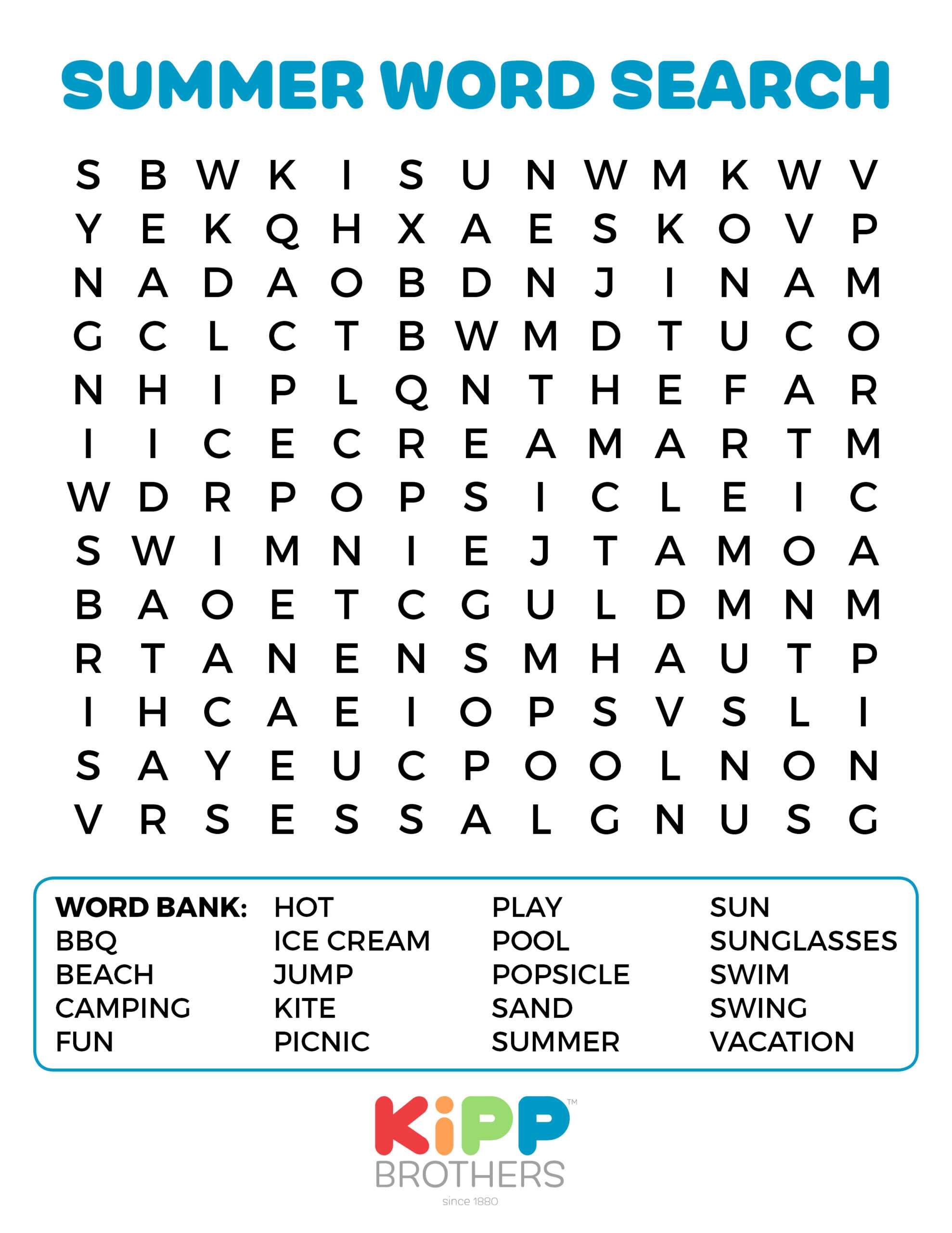 Printable Summer Word Search For Kids! – Kipp Brothers Within Word Sleuth Template