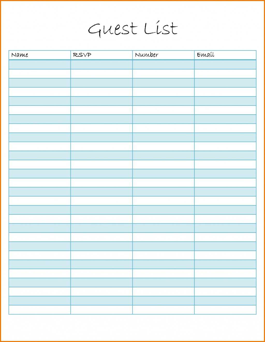Printable Wedding Guest List Late Excel Frightening Book Pertaining To Blank Checklist Template Word