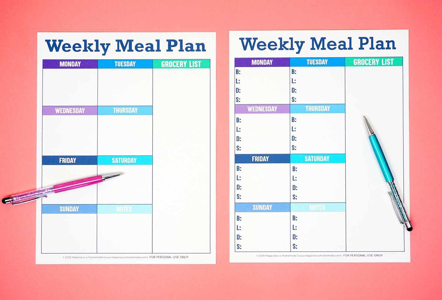 Printable Weekly Meal Planner Template – Happiness Is Homemade Within Blank Meal Plan Template