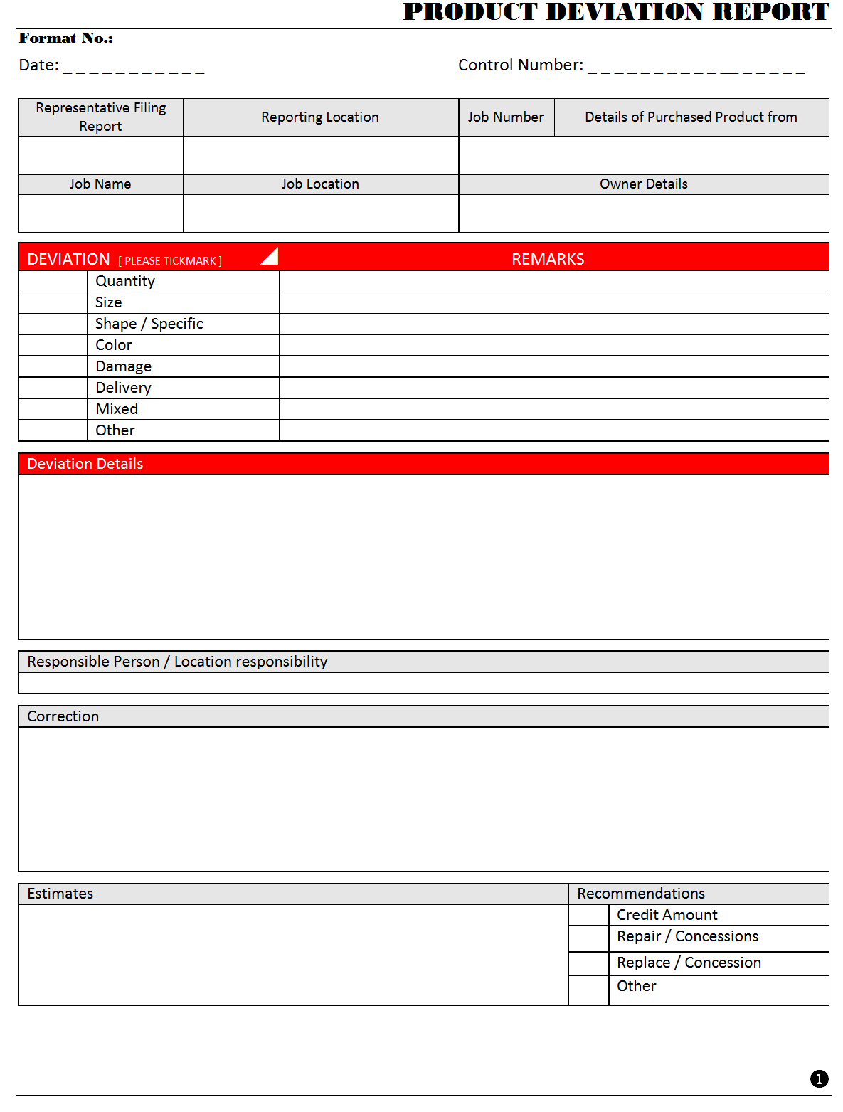 Product Deviation Report – With Regard To Deviation Report Template