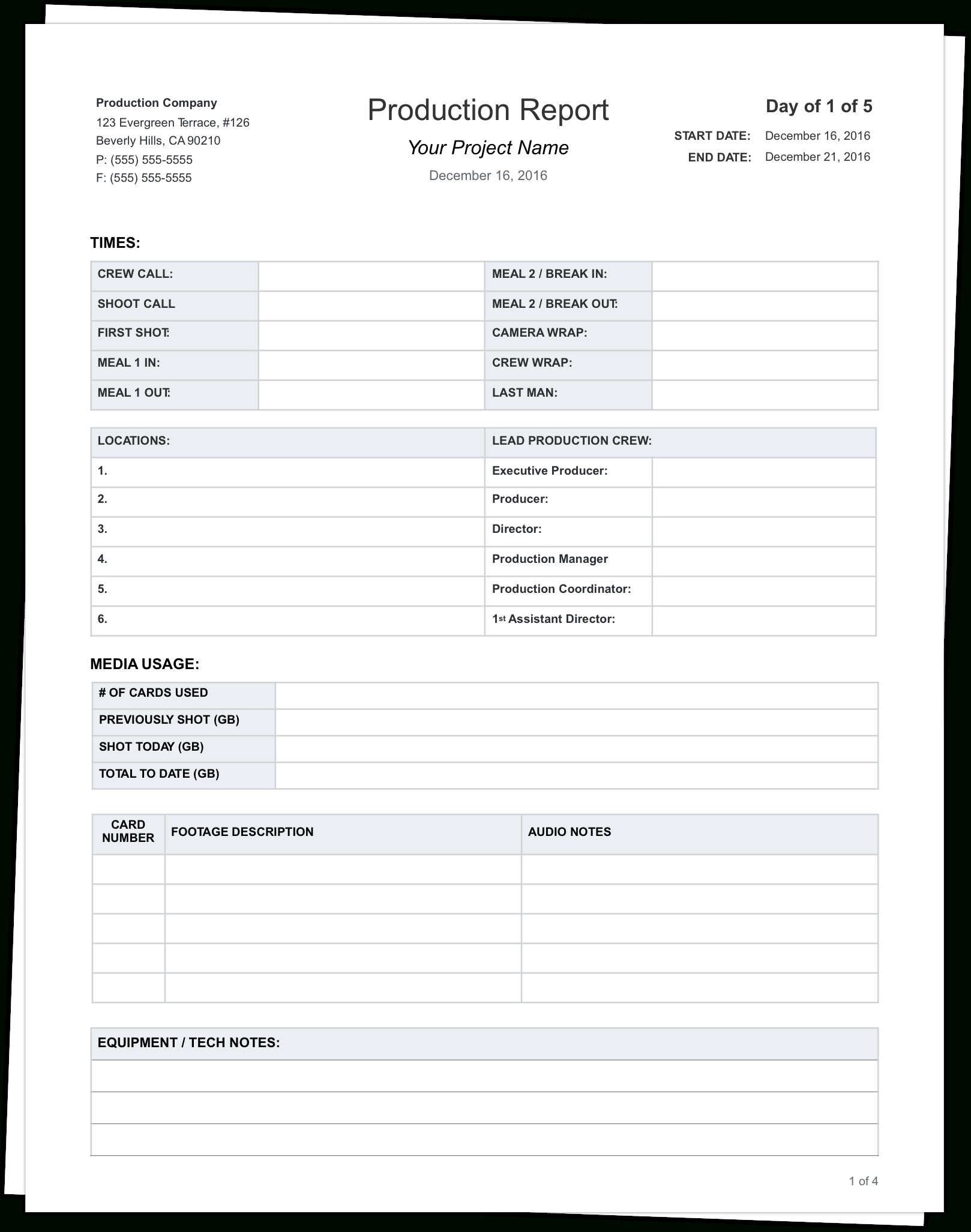 Production Progress Report Template – Calep.midnightpig.co In Construction Daily Report Template Free