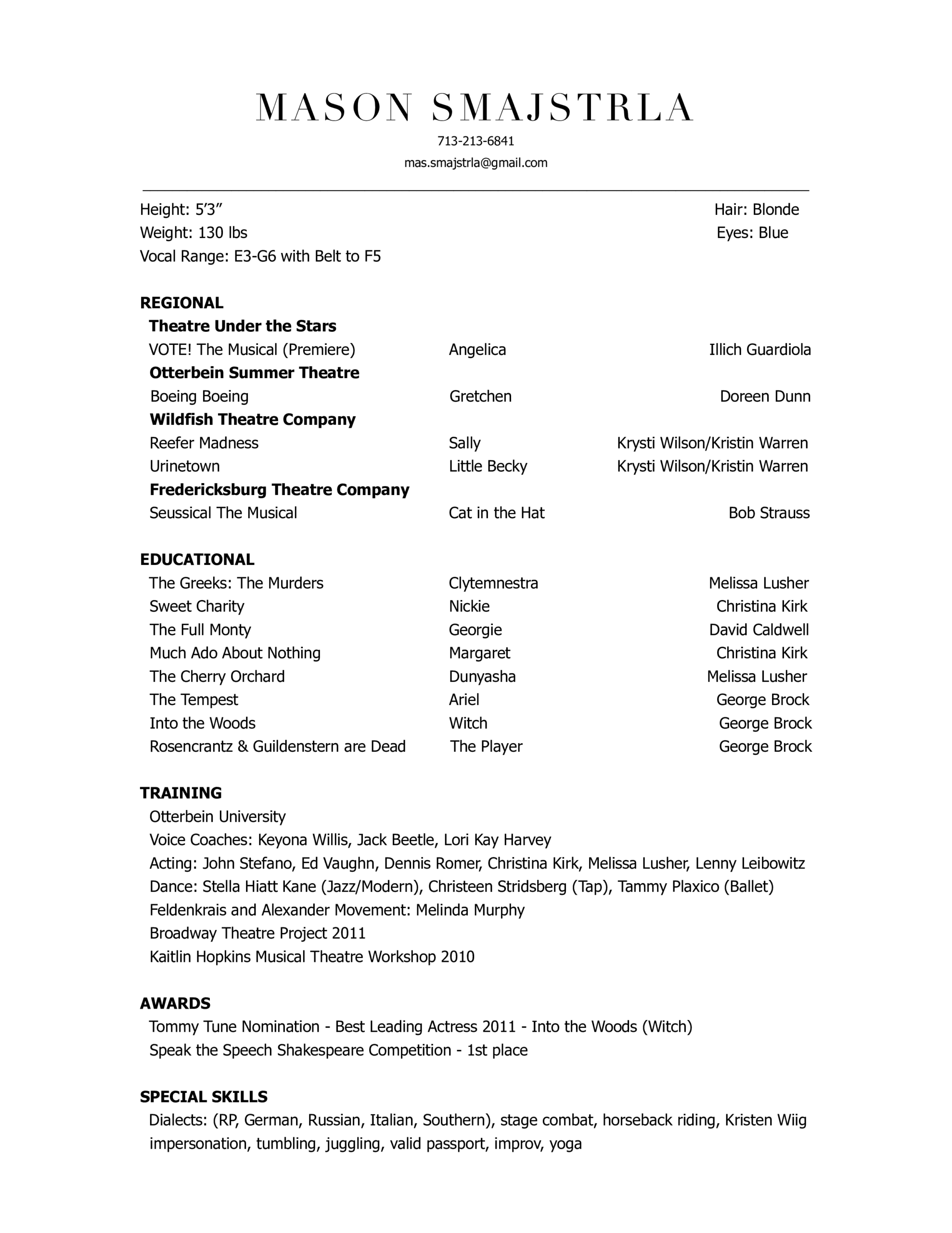 Professional Actors Resume Template – Calep.midnightpig.co Inside Theatrical Resume Template Word