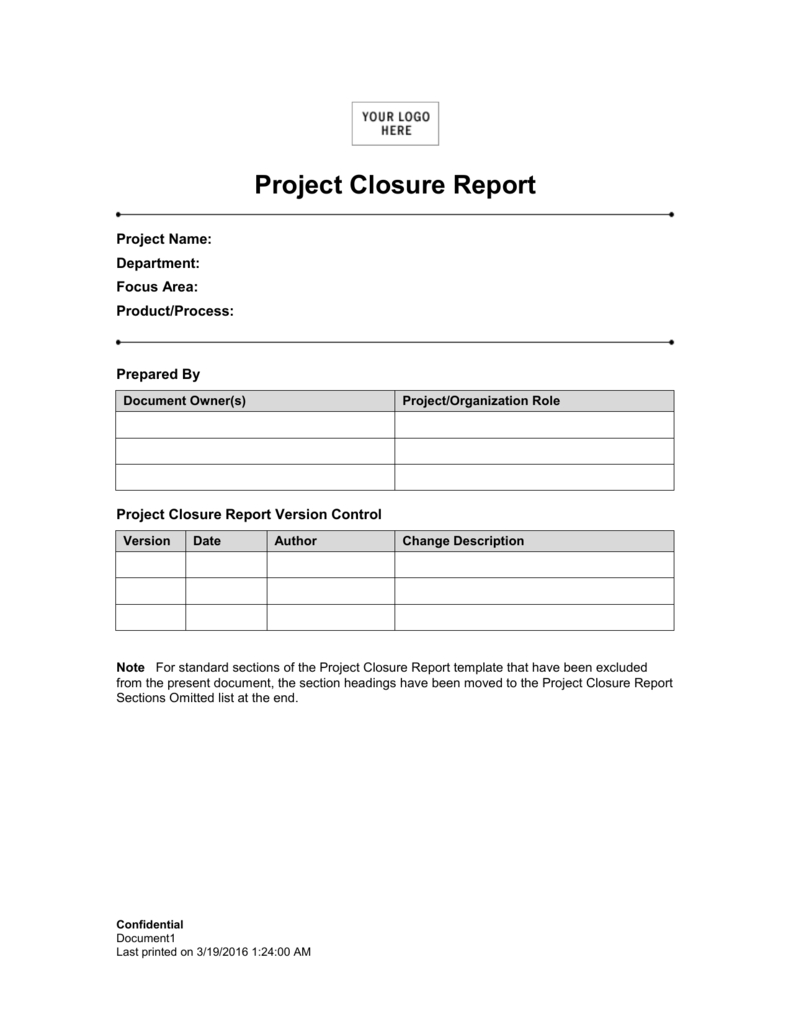 Project Closure Report Within Closure Report Template