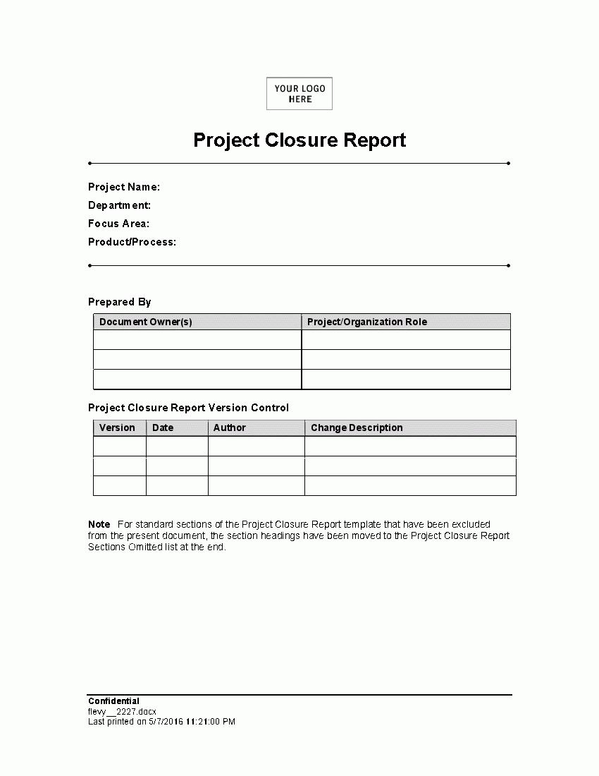 Project Closure Report (Word) – Flevypro Document Pertaining To Project Closure Report Template Ppt