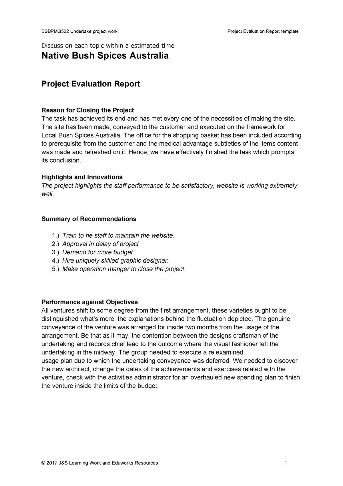 Project Evaluation Report Template V1.0 – 200392 – Uws – Studocu In Website Evaluation Report Template