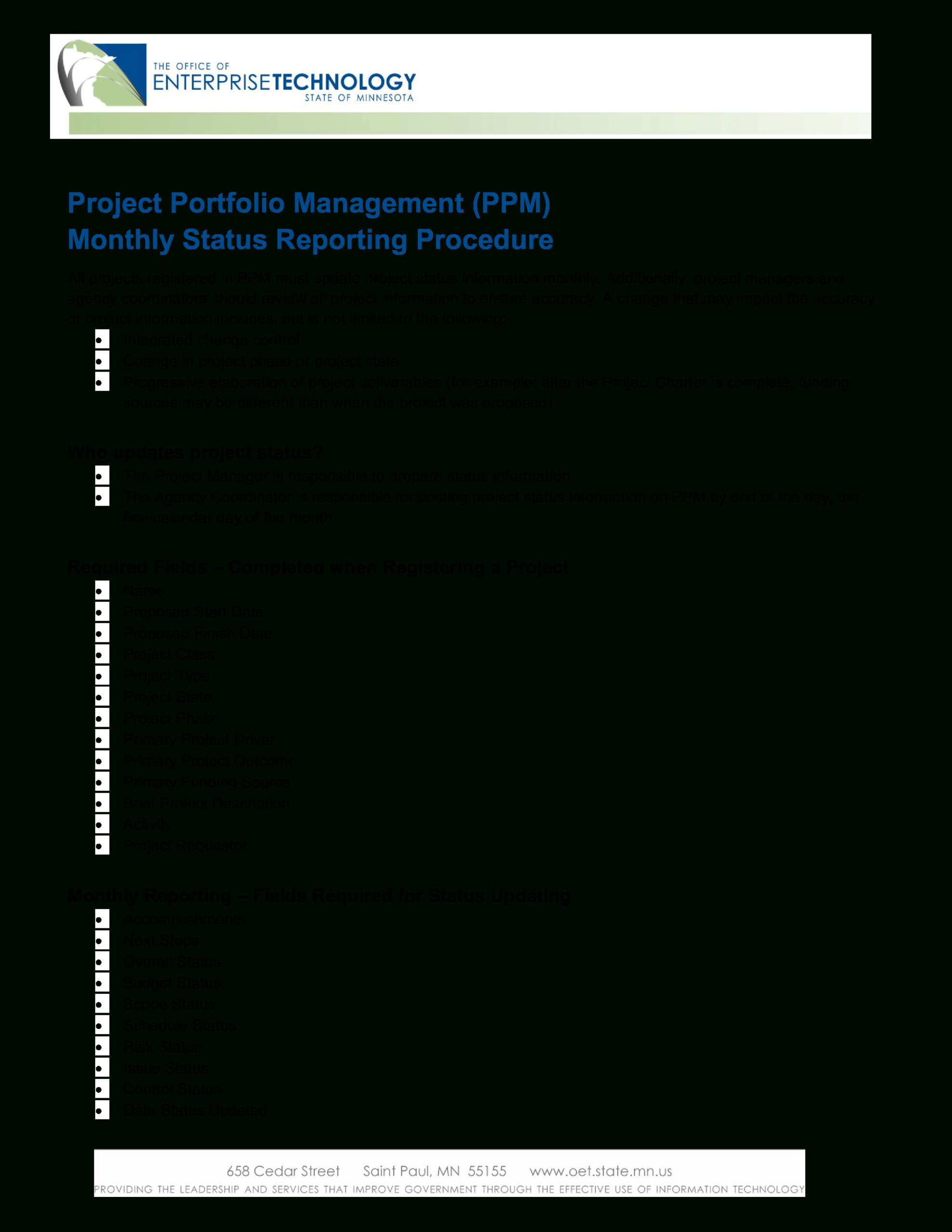 Project Management Status Report | Templates At Intended For Monthly Status Report Template Project Management