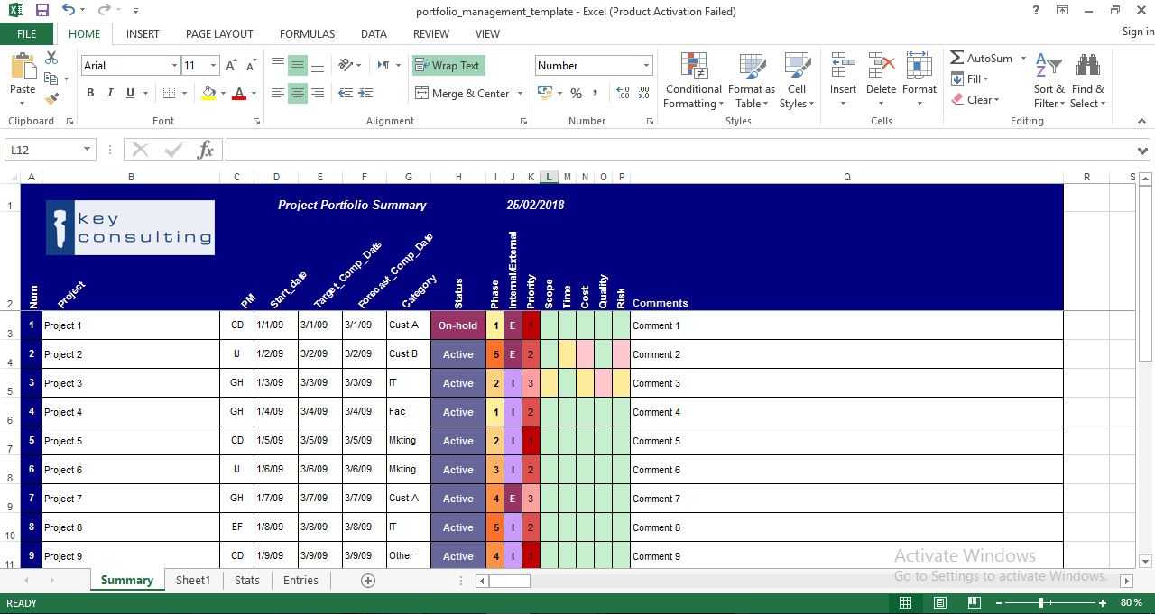 Project Portfolio Management Excel Template - Engineering Pertaining To Portfolio Management Reporting Templates