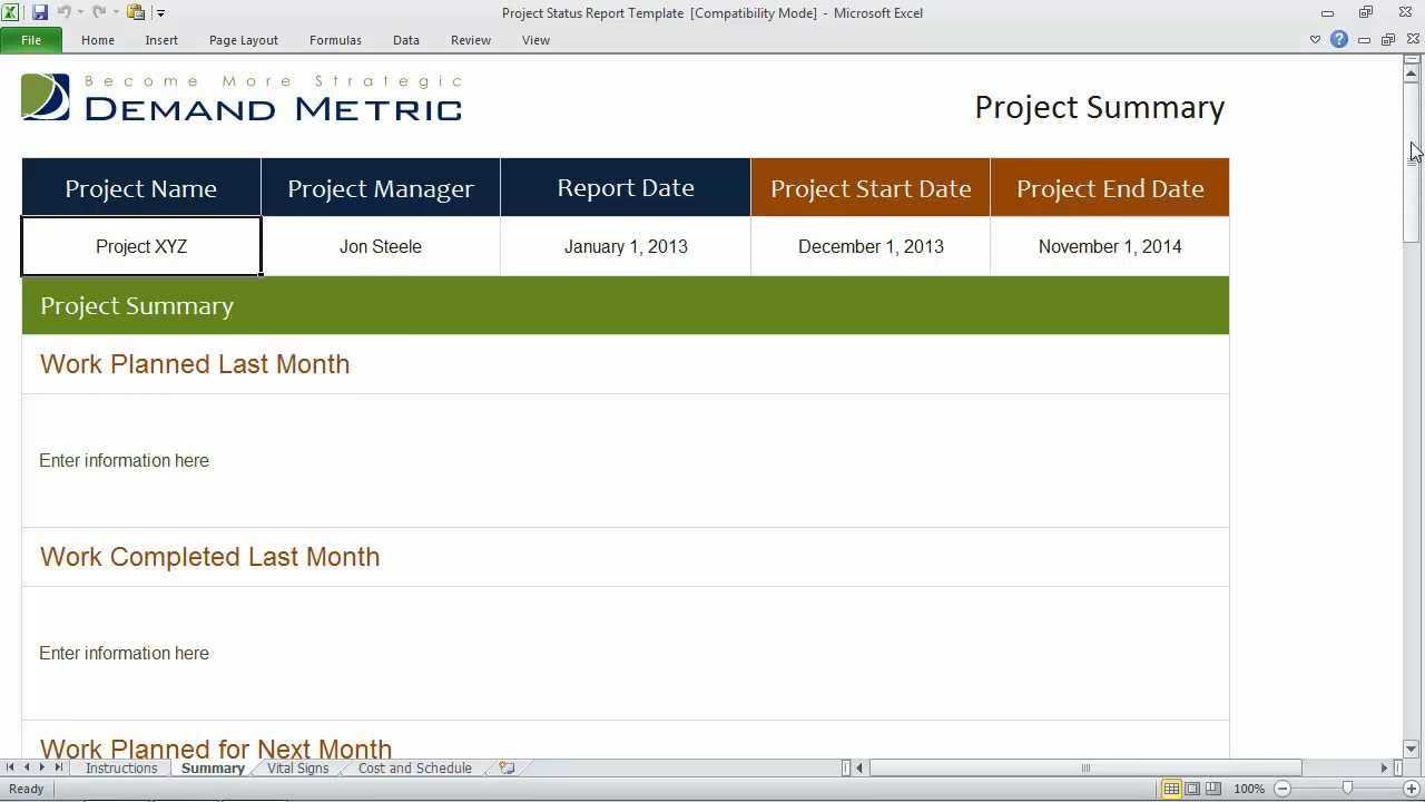 Project Status Report Template Inside Project Weekly Status Report Template Excel