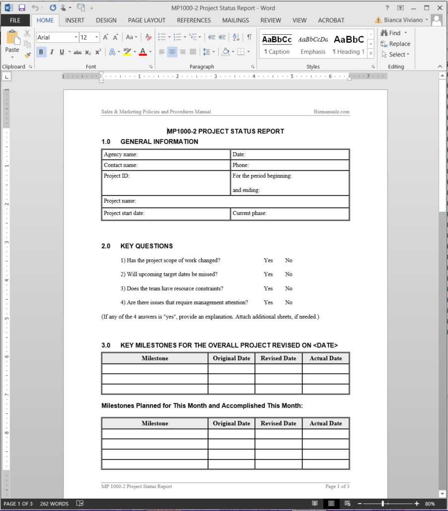 Project Status Report Template | Mp1000 2 Intended For It Progress Report Template
