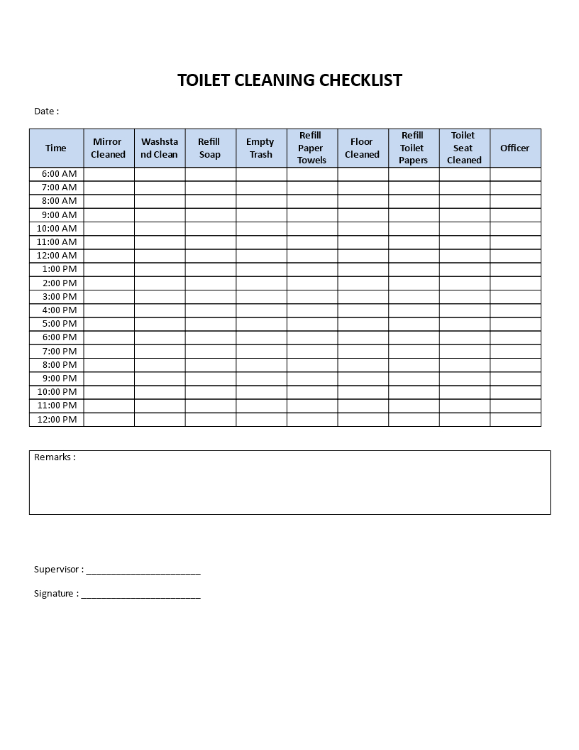 Public Restroom Cleaning Checklist | Templates At With Blank Cleaning Schedule Template