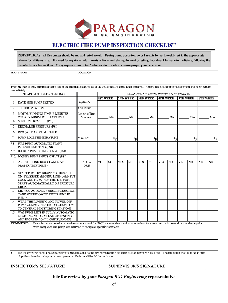 Pump Checklist Format – Fill Online, Printable, Fillable With Regard To Weekly Test Report Template