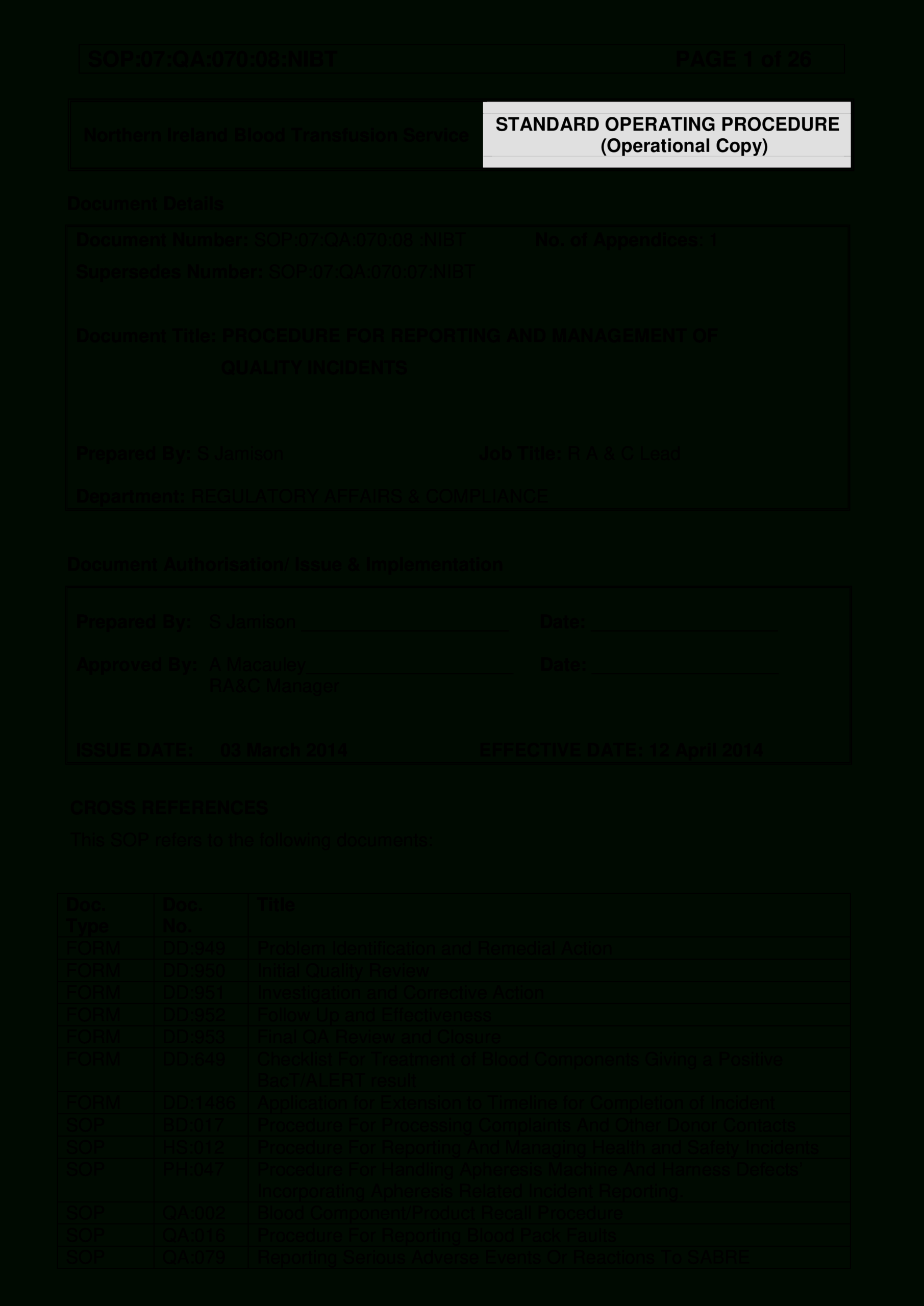 Quality Incident Report Format | Templates At Regarding Investigation Report Template Doc