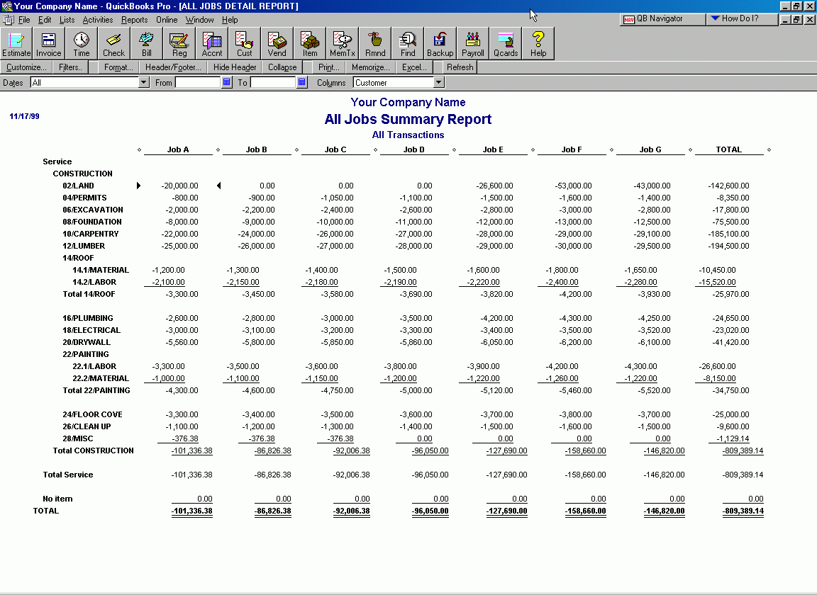 Quickbooks Pro For Building Contractors In Construction Cost Report Template