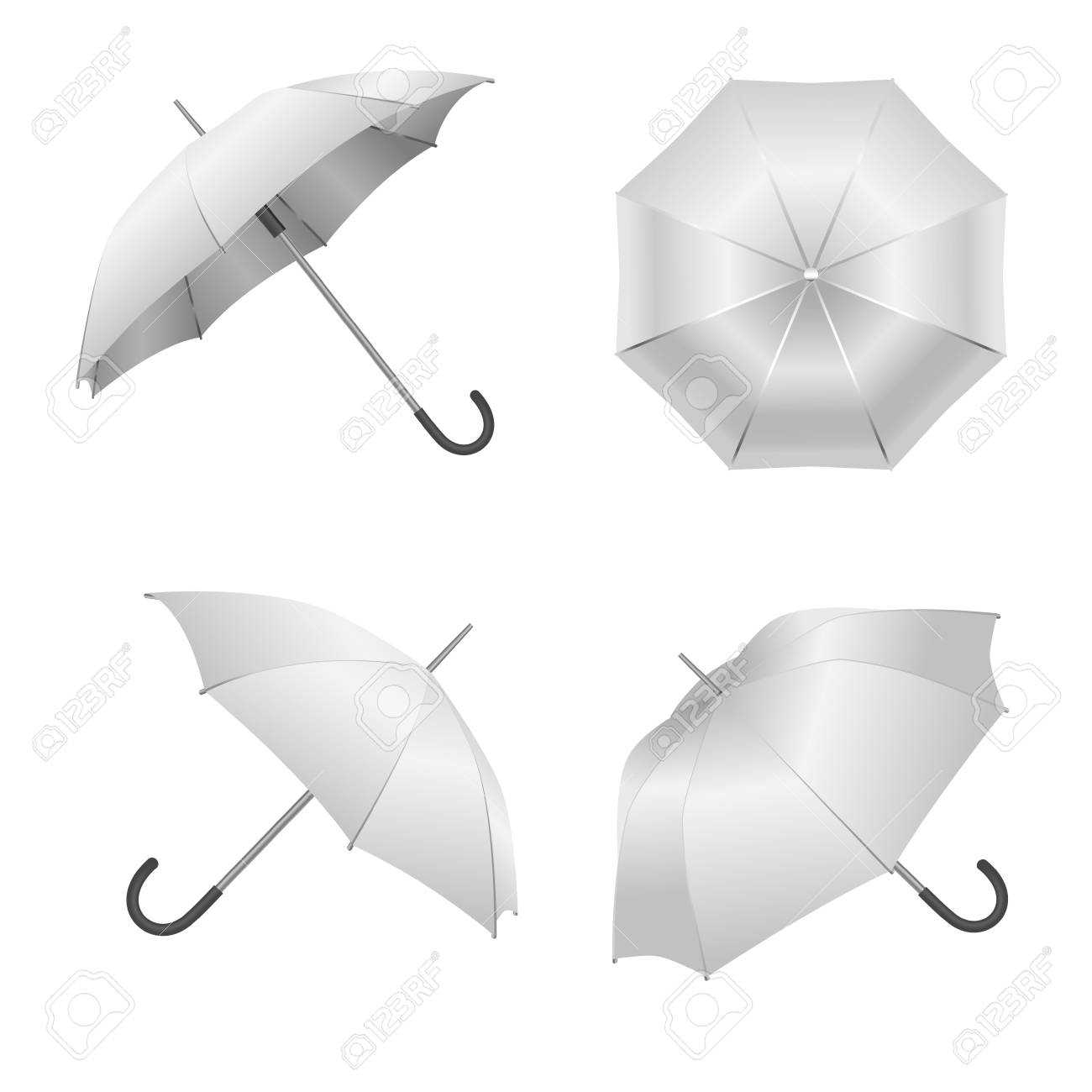 Realistic Detailed 3D White Blank Umbrella Template Mockup Set Pertaining To Blank Umbrella Template