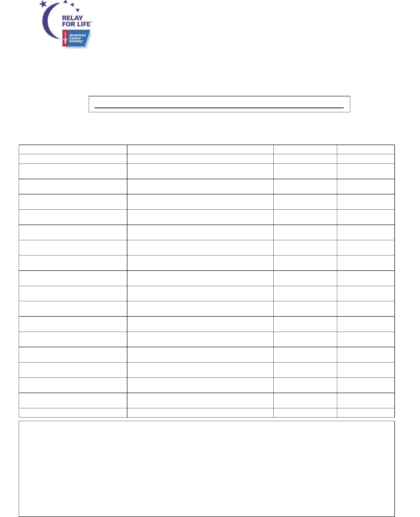 Relay For Life Donation Form – America Free Download Pertaining To Blank Sponsor Form Template Free