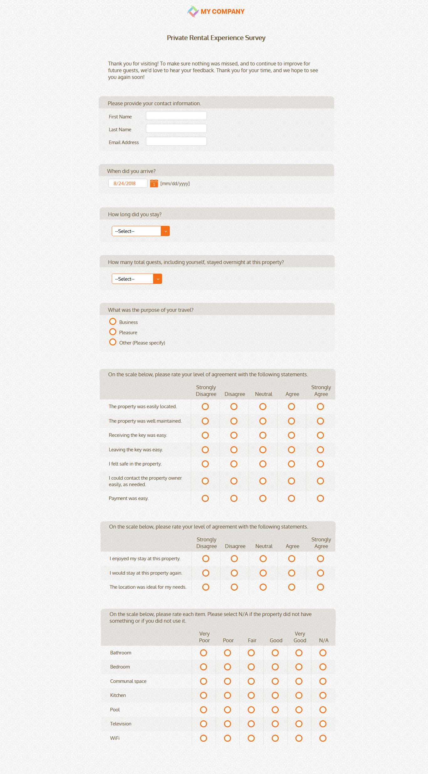 Rental Experience Survey Template [12 Questions] | Sogosurvey Inside Poll Template For Word